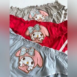 Set Of 3! US-S Girls Sissy Cute Ruffle Cotton Panties My Melody Embroidered